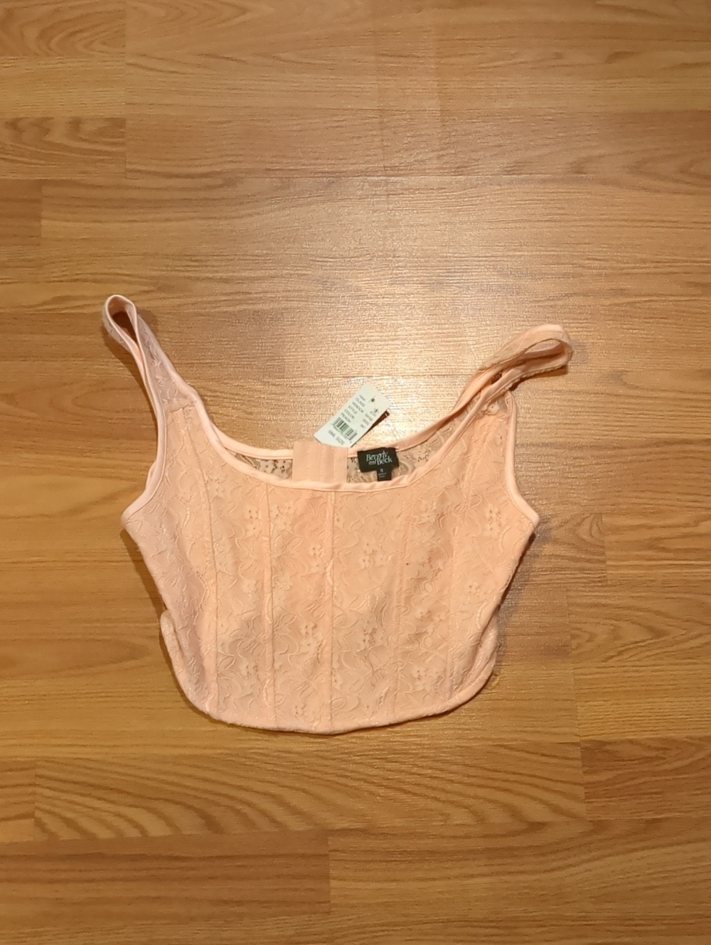 PacSun Beverly & Beck NWT Floral Lace Corset Crop Top Peach Size Small